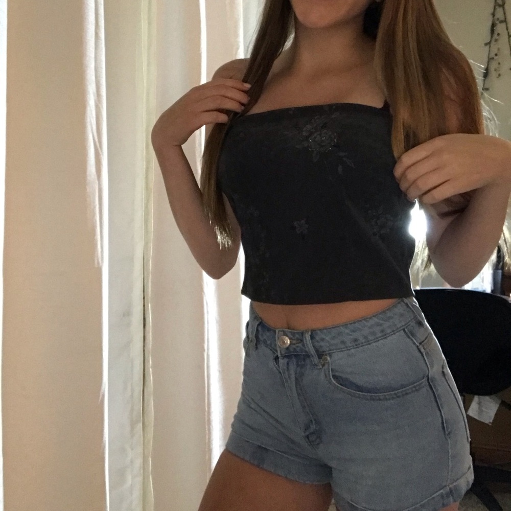 Grey floral Tube Top